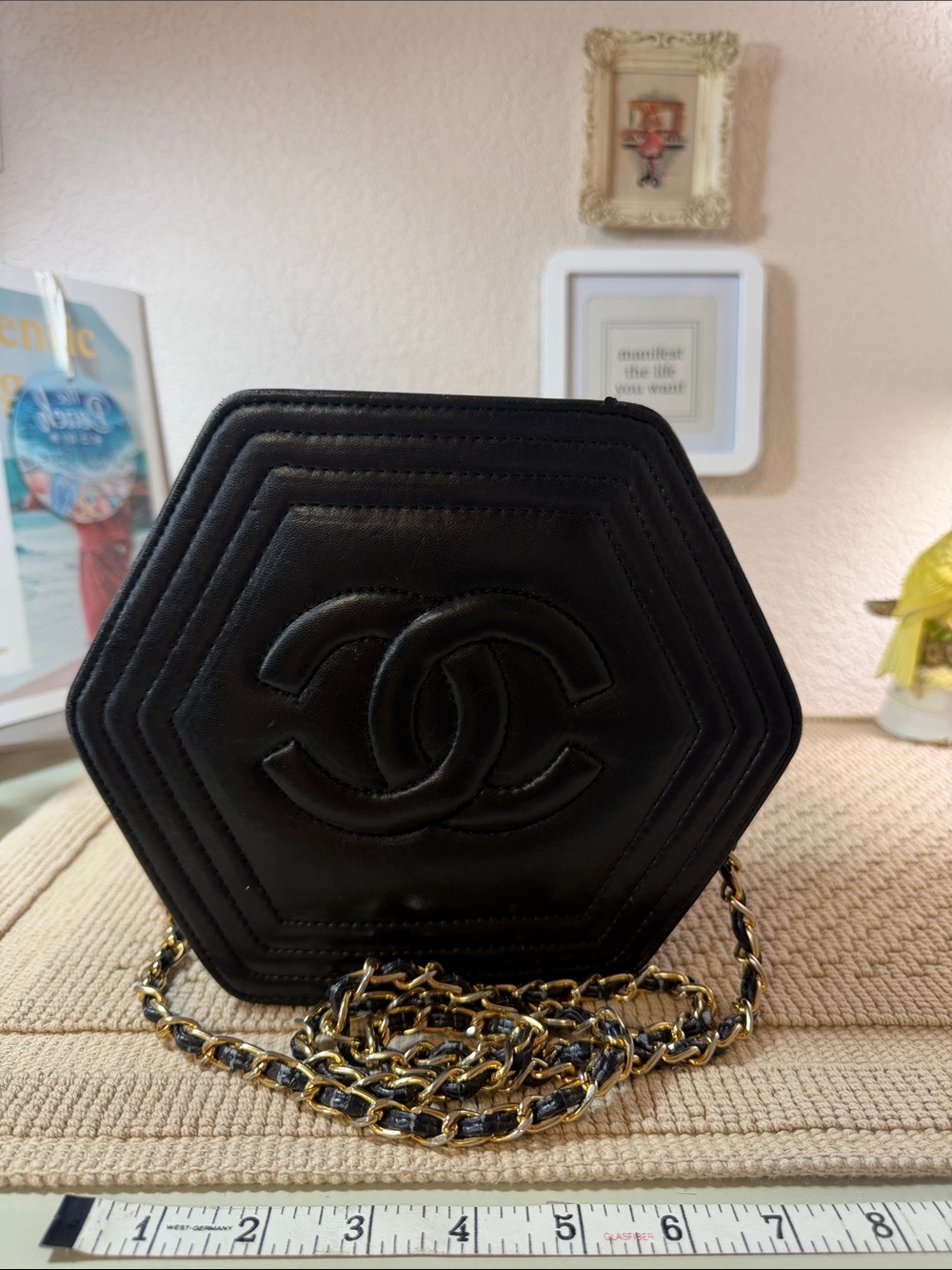 CC Inspired Black Hexagon Quilted Chain Strap | Chic Fashion Purse